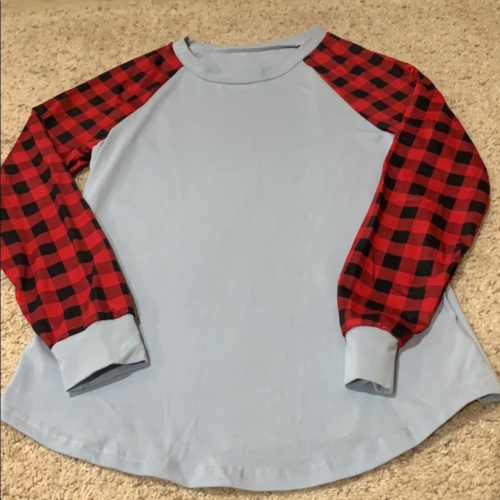 Buffalo Plaid long-sleeved T-shirt